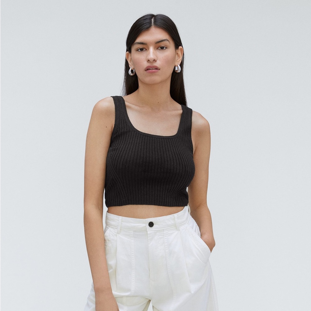 Everlane Cotton-Merino Knit Ribbed Tank Top